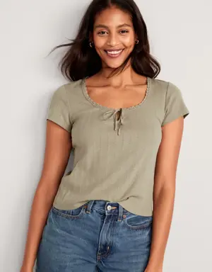 Old Navy Pointelle-Knit Top for Women green