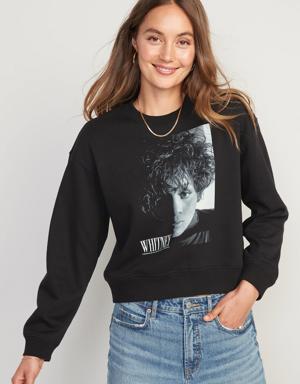 Old Navy Oversized Licensed Rock Star Cropped Sweatshirt for Women black