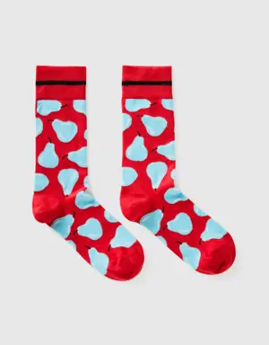 red socks with pear pattern