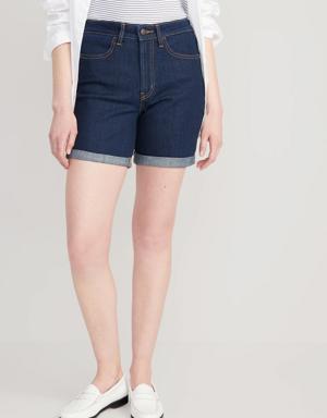 High-Waisted OG Straight Jean Shorts for Women -- 5-inch inseam blue