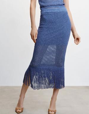 Fringed detail knitted skirt
