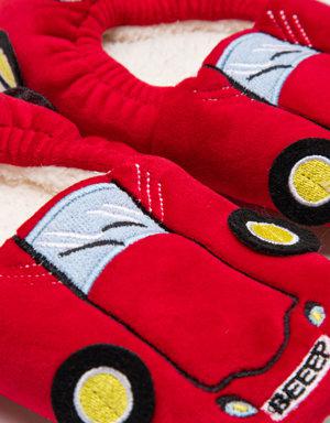 Kırmızı Erkek Çocuk Araba Desenli Patik Çorap