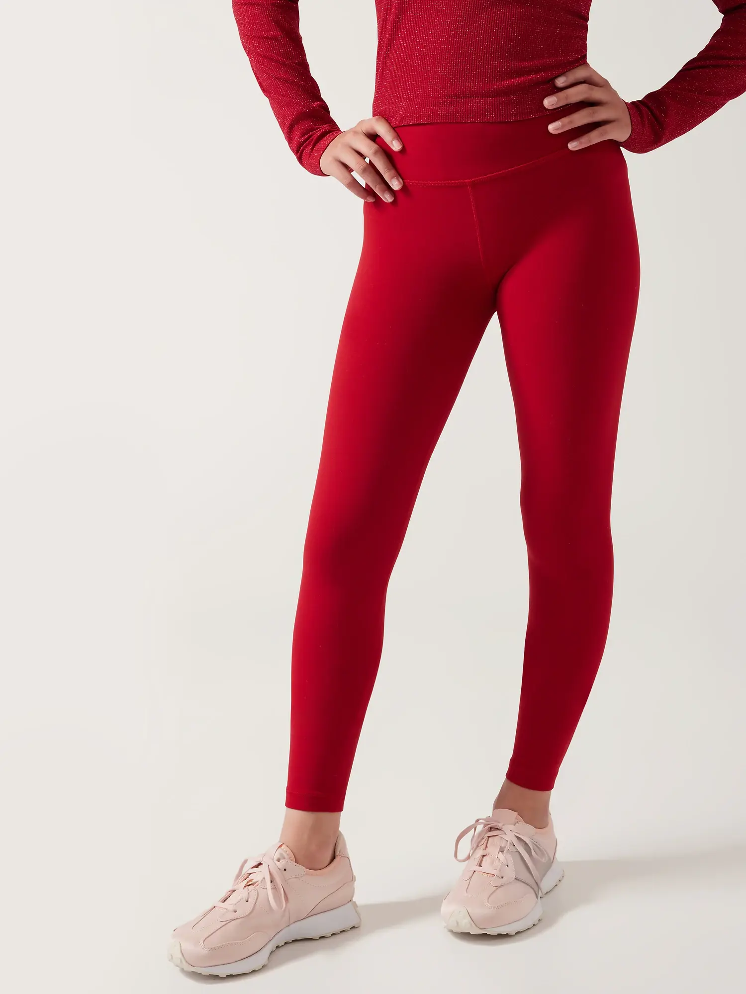 Athleta Girl High Rise Powervita Chit Chat Tight red. 1