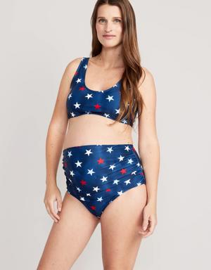 Maternity High-Waisted Americana Print Swim Bottoms blue