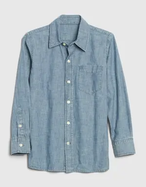 Kids Chambray Button-Up Shirt blue