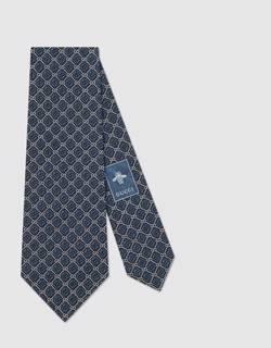 GG and rhombus motif silk tie