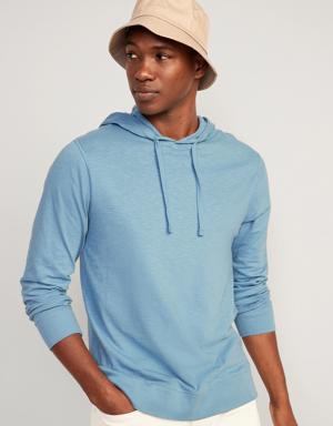Slub-Knit Pullover Hoodie for Men blue