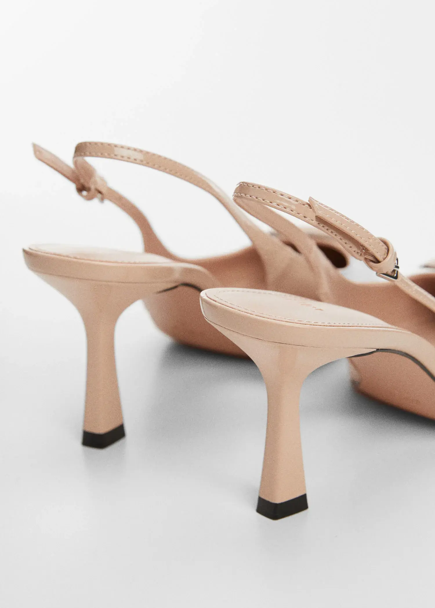 Mango Patent leather-effect slingback shoes. 3
