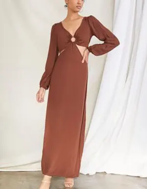 Forever 21 Cutout O Ring Maxi Dress Dark Brown