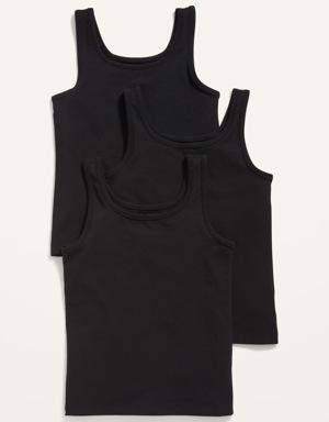 Square-Neck Tank Top 3-Pack for Girls black