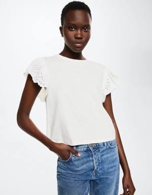 Cotton t-shirt with openwork detail