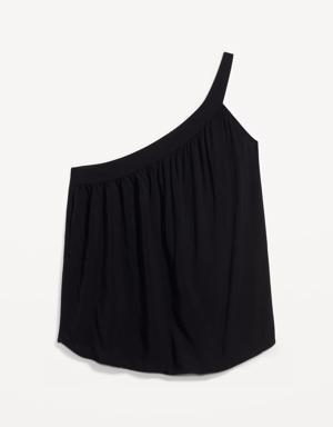 Soft-Woven One-Shoulder Top for Women black