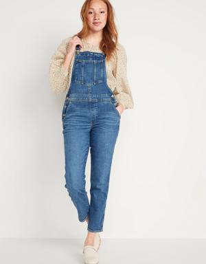 O.G. Straight Ripped Jean Overalls for Women blue