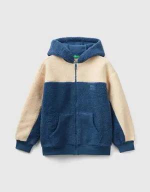 teddy bear effect sweatshirt with zip