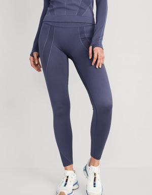 Old Navy High-Waisted Rib-Paneled Seamless Leggings for Women blue