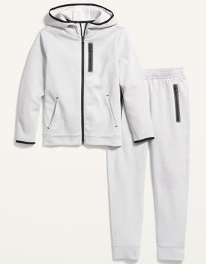 Dynamic Fleece Hoodie & Jogger Sweatpants Set for Boys gray