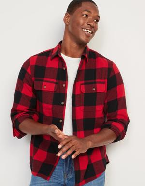 Regular-Fit Plaid Flannel Shirt for Men red