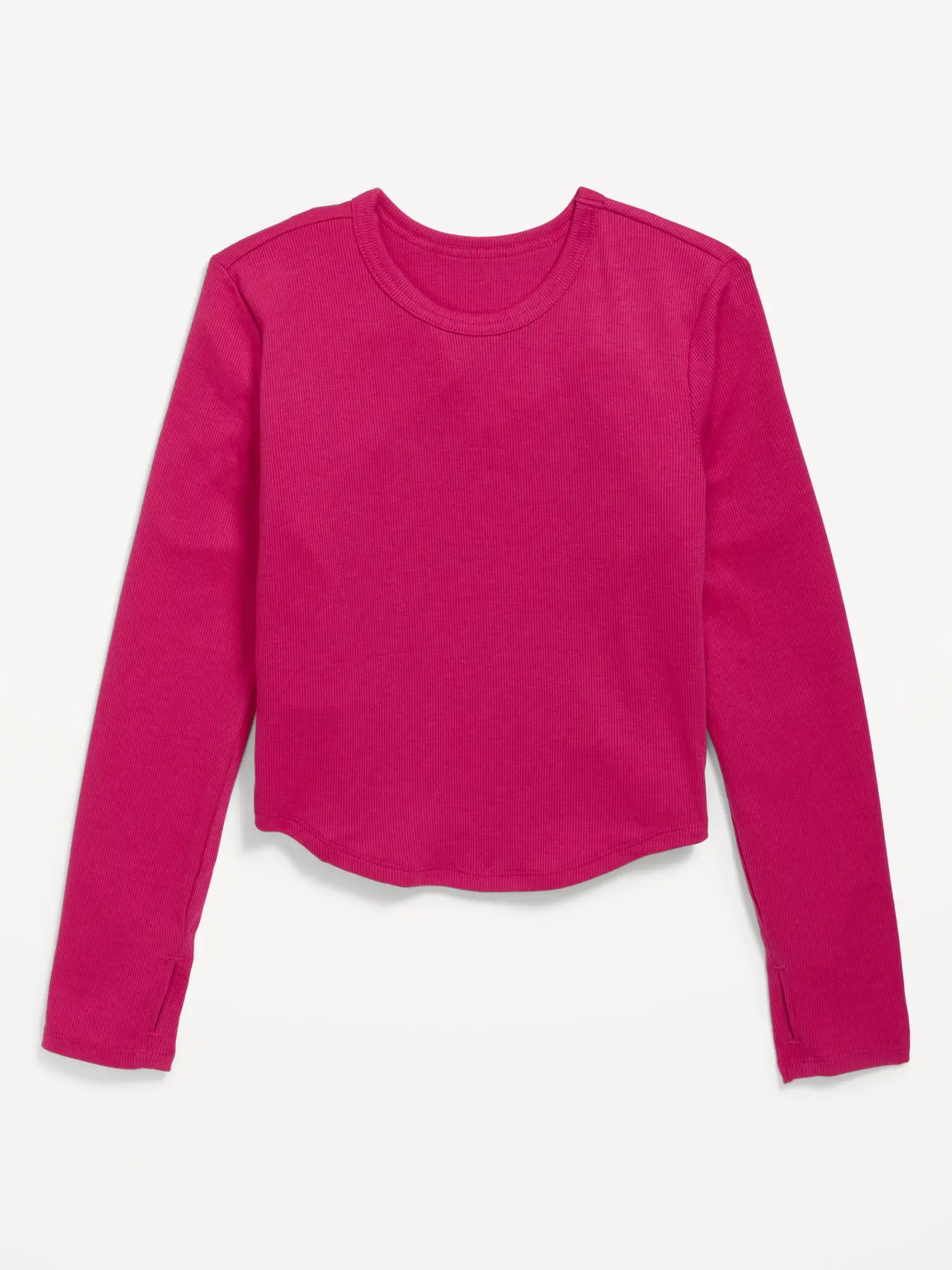 Old Navy UltraLite Long-Sleeve Rib-Knit T-Shirt for Girls pink. 1