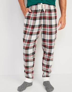 Matching Plaid Flannel Jogger Pajama Pants for Men white