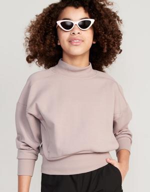 Dynamic Fleece Mock-Neck Hidden-Pocket Sweatshirt for Girls pink
