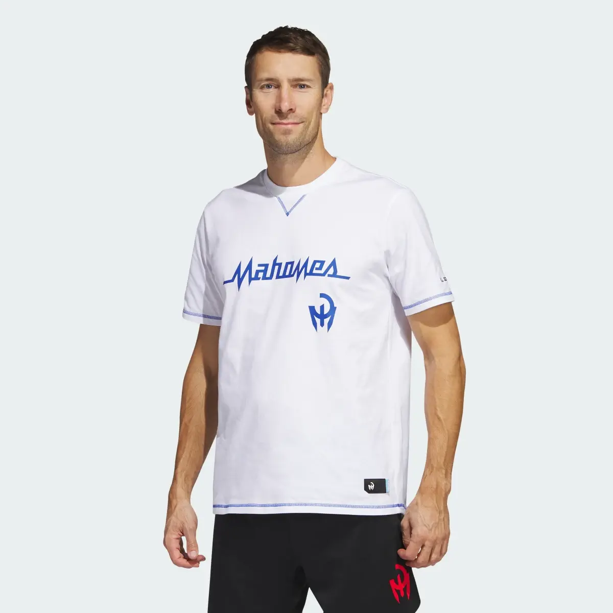 Adidas Mahomes Blue 80 Graphic Tee. 2