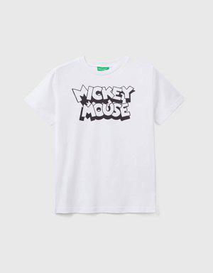 Erkek Çocuk Beyaz Mickey Mouse Baskılı T Shirt