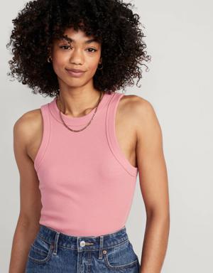 Fitted Rib-Knit Tank Top for Women pink