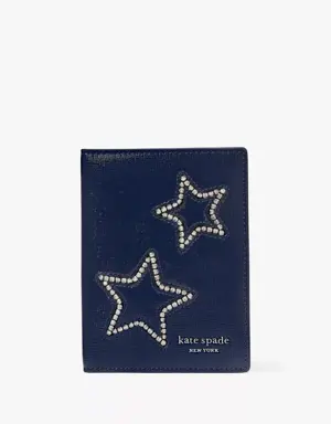 Starlight Patent Saffiano Leather Passport Holder