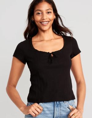 Old Navy Pointelle-Knit Top for Women black
