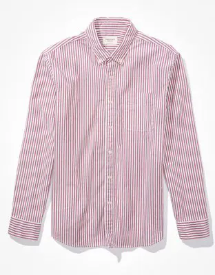 American Eagle Everyday Striped Oxford Button-Up Shirt. 1