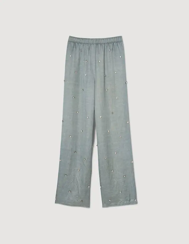 Sandro Rhinestone linen trousers. 2