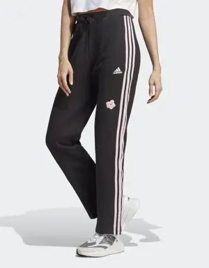 Adidas 3-Stripes High Rise Joggers with Chenille Flower Patches
