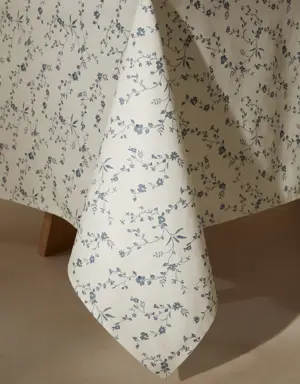 Floral-print cotton tablecloth 67x67 in