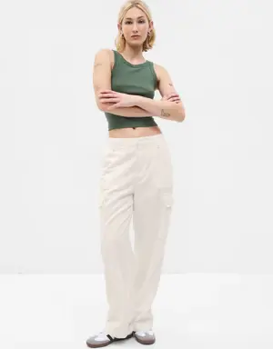 Gap Mid Rise Twill Loose Cargo Pants white