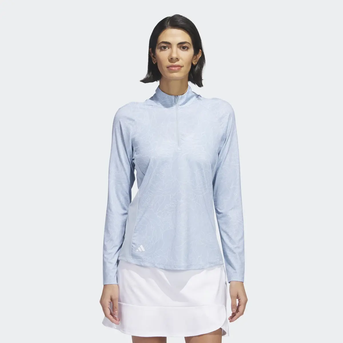 Adidas Essentials Long Sleeve Printed Mock Polo Shirt. 2