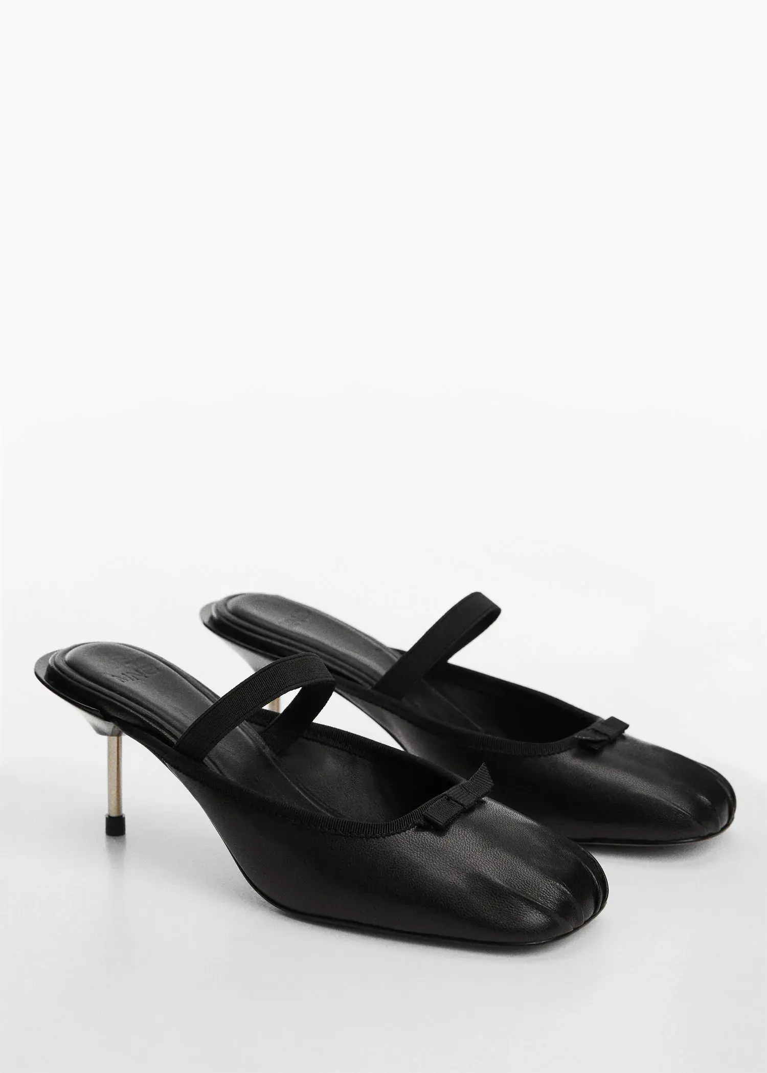 Mango Leather ballerinas with metallic heel. 2