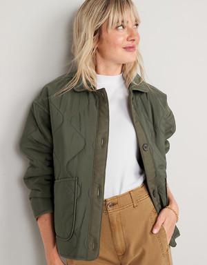 Oversized Quilted Utility Jacket for Women