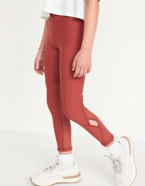 High-Waisted PowerSoft 7/8-Length Mesh-Paneled Performance Leggings for Girls red