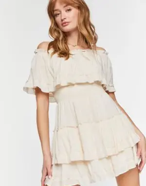 Forever 21 Tiered Off the Shoulder Mini Dress Ivory