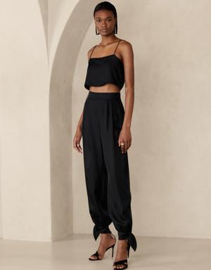 Arabella Tie-Hem Silk Pant black