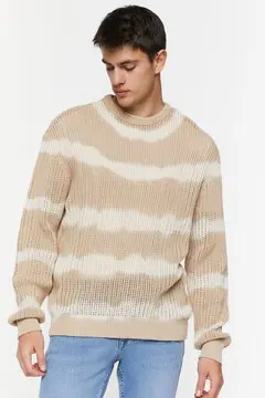 Forever 21 Forever 21 Tie Dye Striped Sweater Taupe/Cream. 2