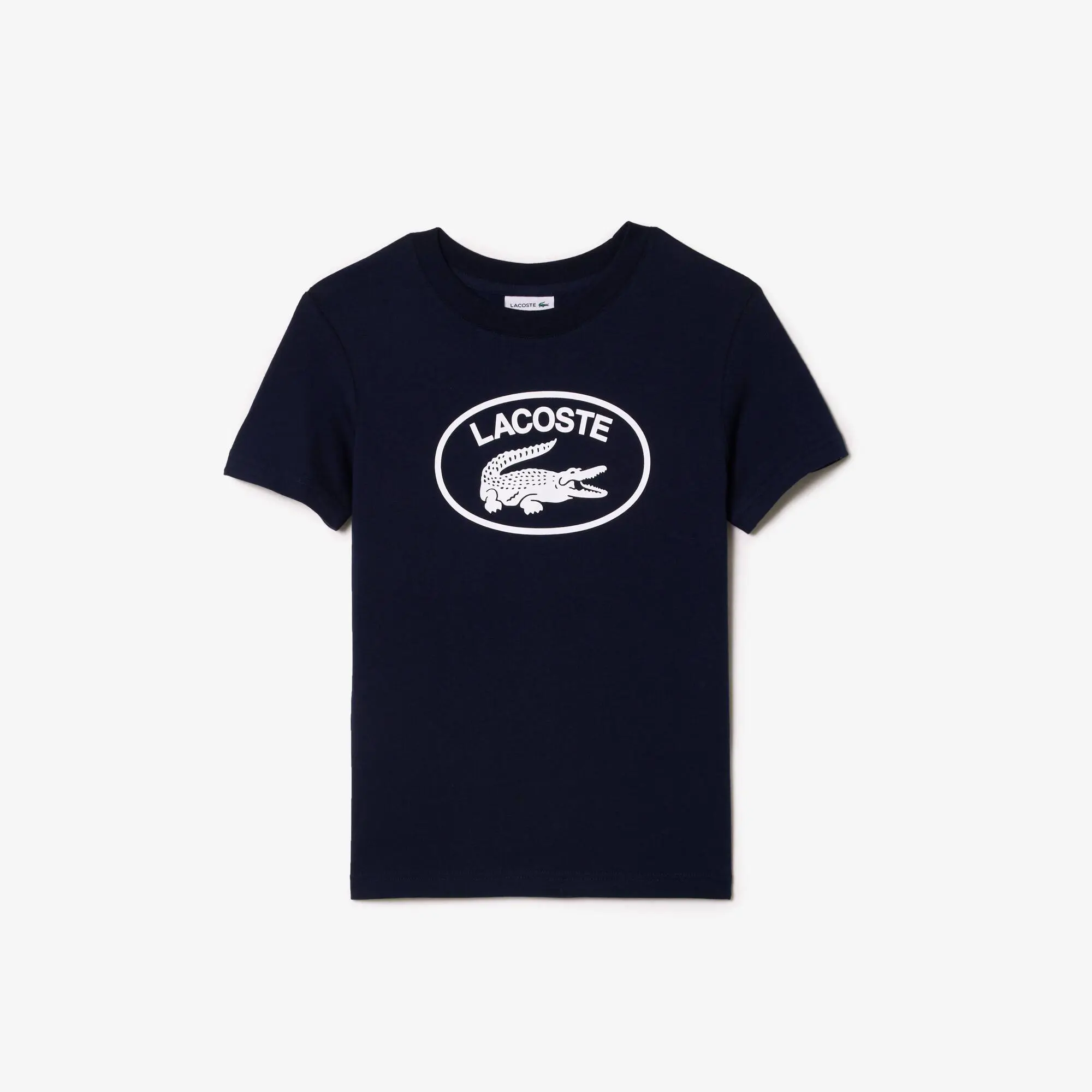 Lacoste T-shirt em malha de algodão com marca em contraste Lacoste para criança. 2