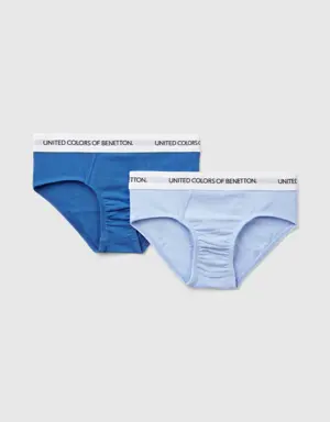 two briefs with logoed elastic