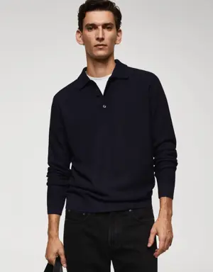 Structured fine-knit polo shirt