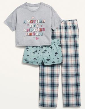 3-Piece Pajama Set for Girls blue
