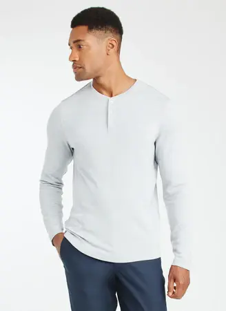 Kit And Ace Upgraded Long Sleeve Henley Tee. 1