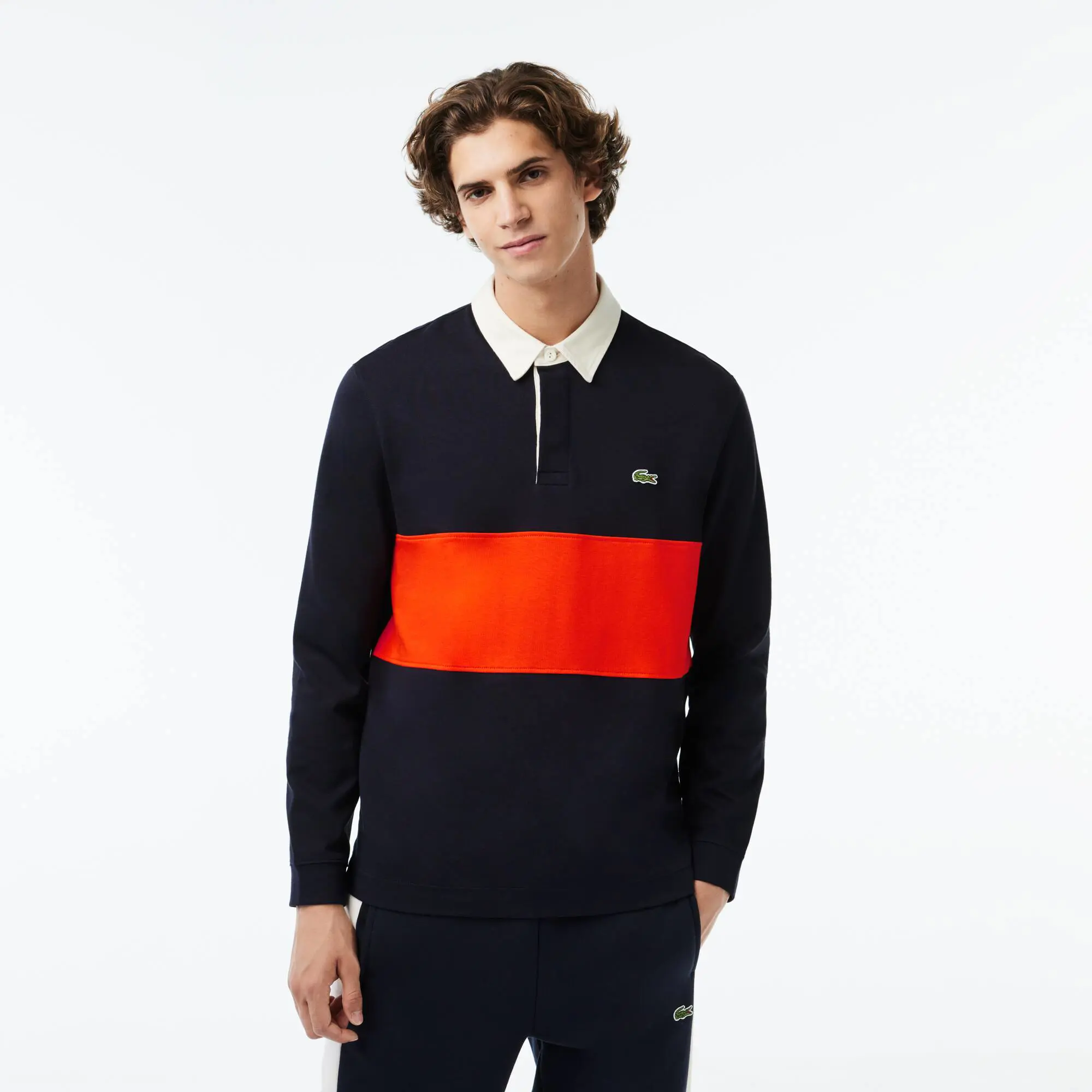 Lacoste Rugby-style Cotton Colourblock Polo Shirt. 1