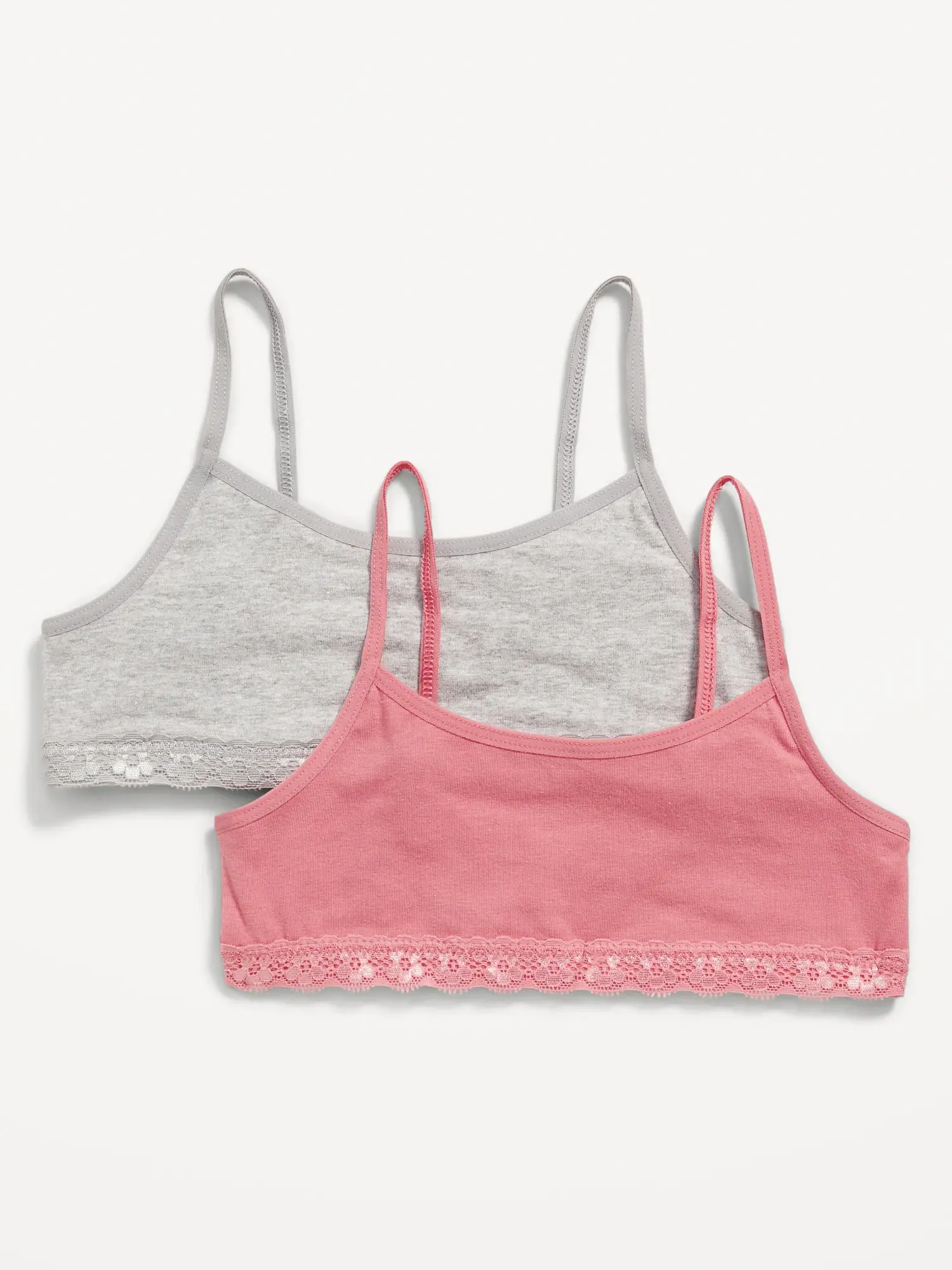 Old Navy Jersey-Knit Lace-Trim Cami Bra 2-Pack for Girls pink. 1