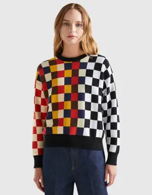 multicolor check sweater