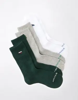 Embroidered Crew Sock 3-Pack